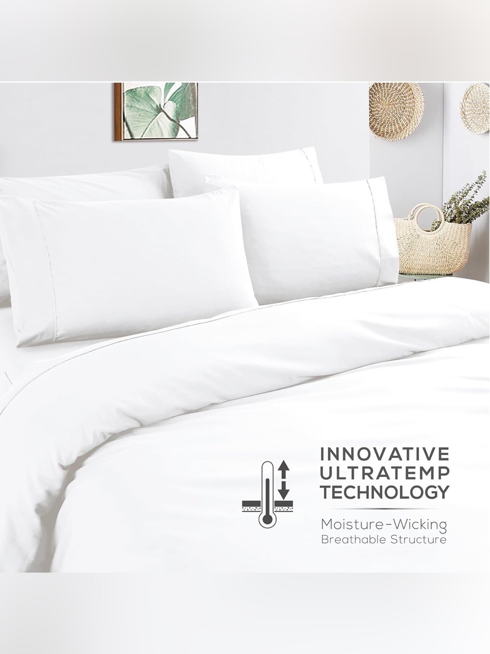 6 Piece Queen Bed Sheets Set – Ultratemp Cooling Technology, Oeko-TEX Certified - Picture 7 of 10